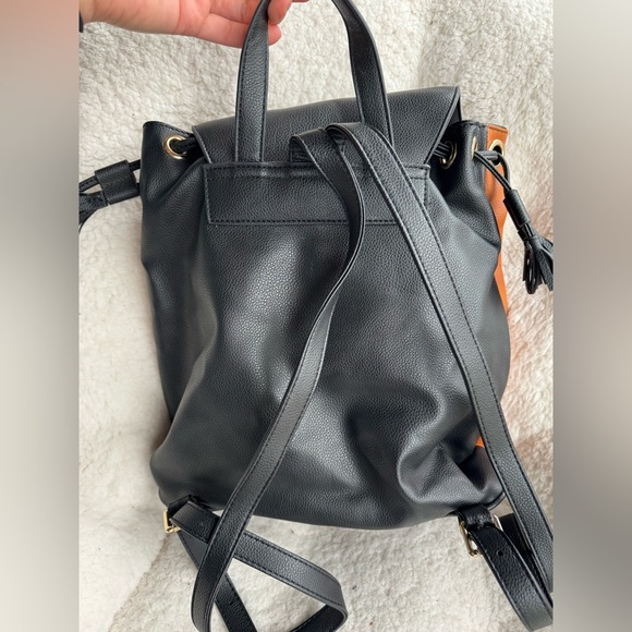 Lionel Brown & Black & Cream Color Backpack Travel Bag Soft Faux Leather - Picture 6 of 16